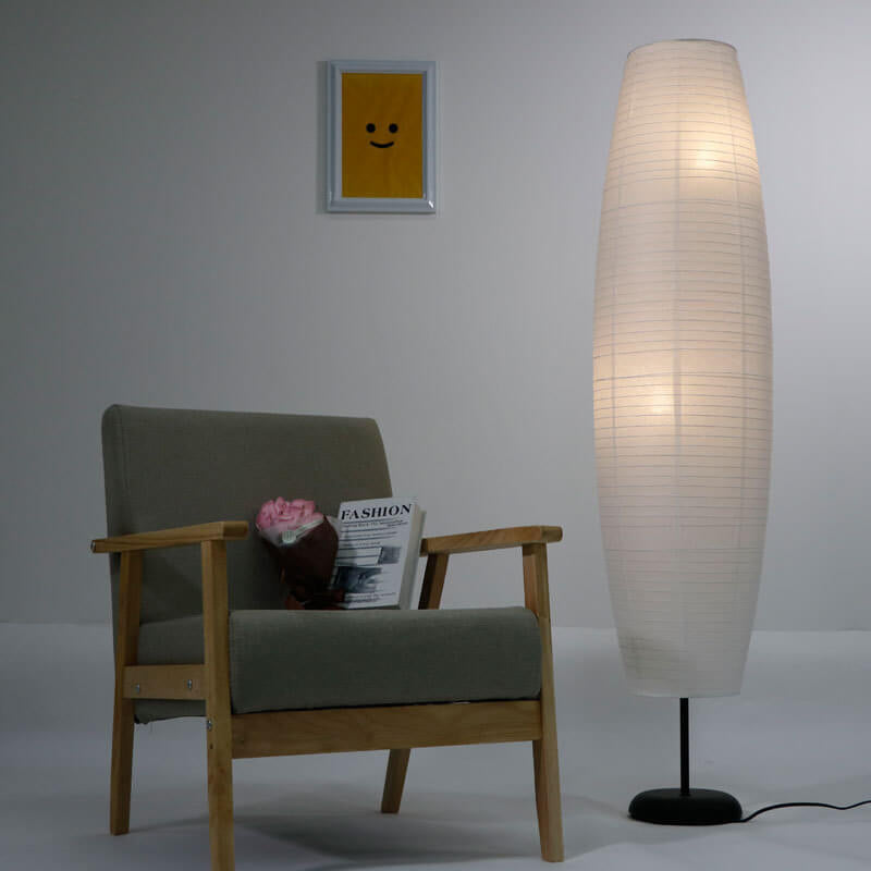 Lampada da terra con colonna in carta di riso minimalista nordica a 2 luci
