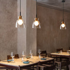 Lampada a Sospensione Moderna Minimalista in Vetro Trasparente Ondulato con Ombra in Ferro a 1 Luce per Soggiorno