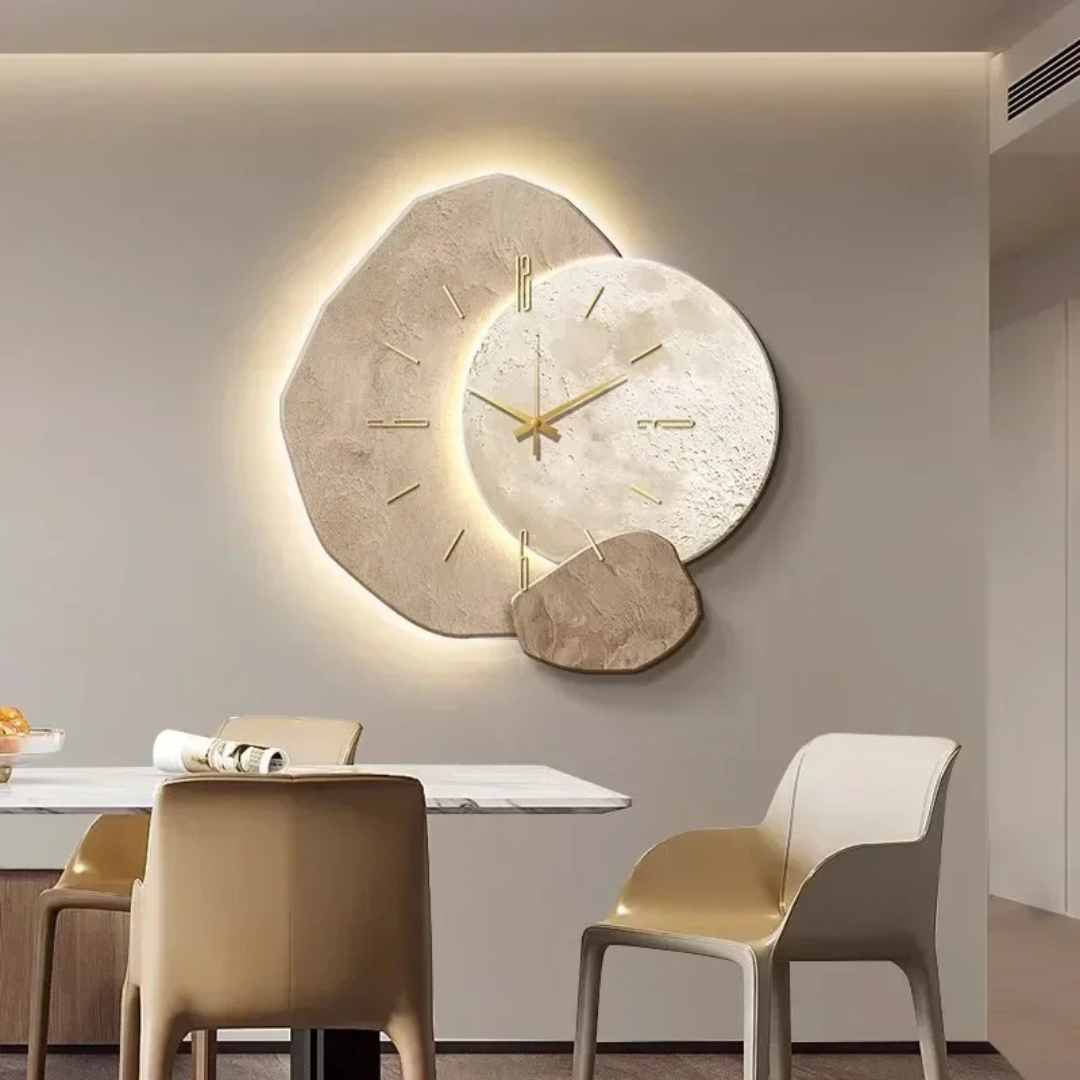 Orologio da Parete Moderno in Legno con Illuminazione LED Soffusa