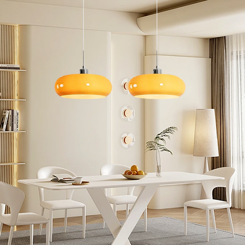 Aurevina | Lampada a sospensione in vetro Bauhaus con paralume in vetro soffiato