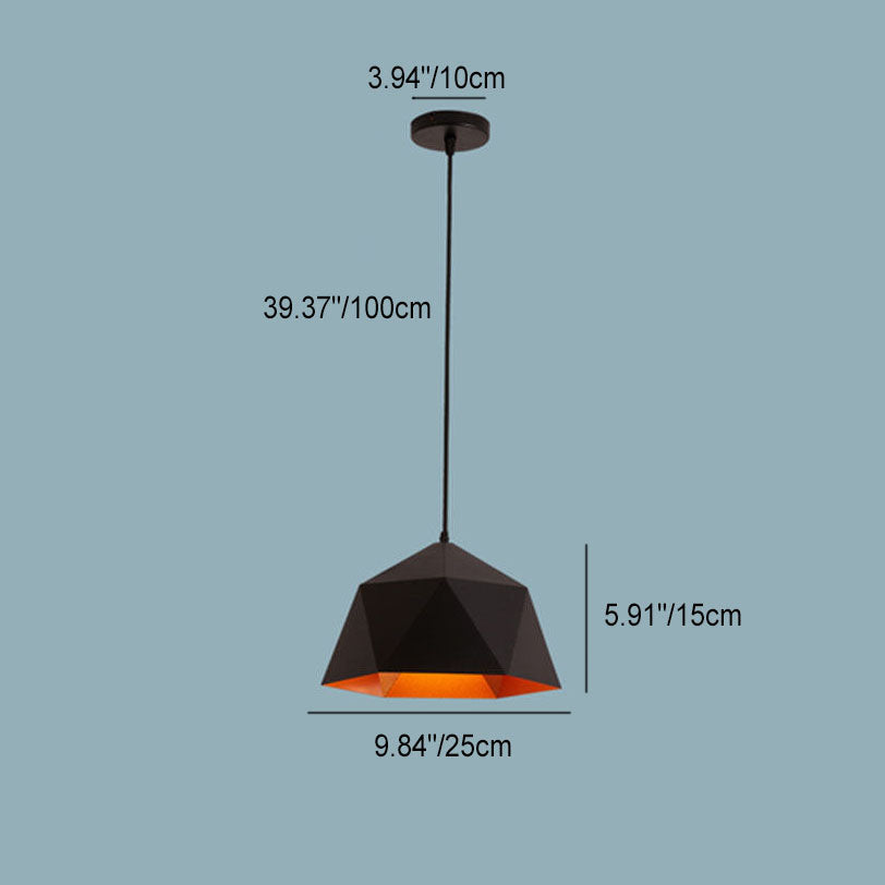 Moderna Lampada a Sospensione in Ferro Geometrica a Rombo con 1 Luce