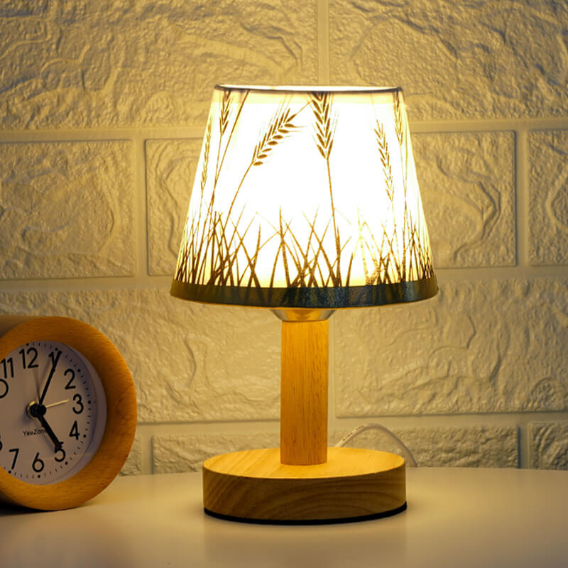 Lampada da Tavolo LED con Paralume a Tamburo in Lino Vintage 1 Luce