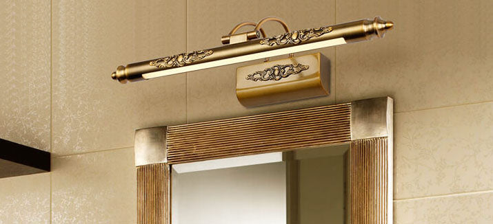 Specchio LED da parete retro europeo intagliato con 1 luce