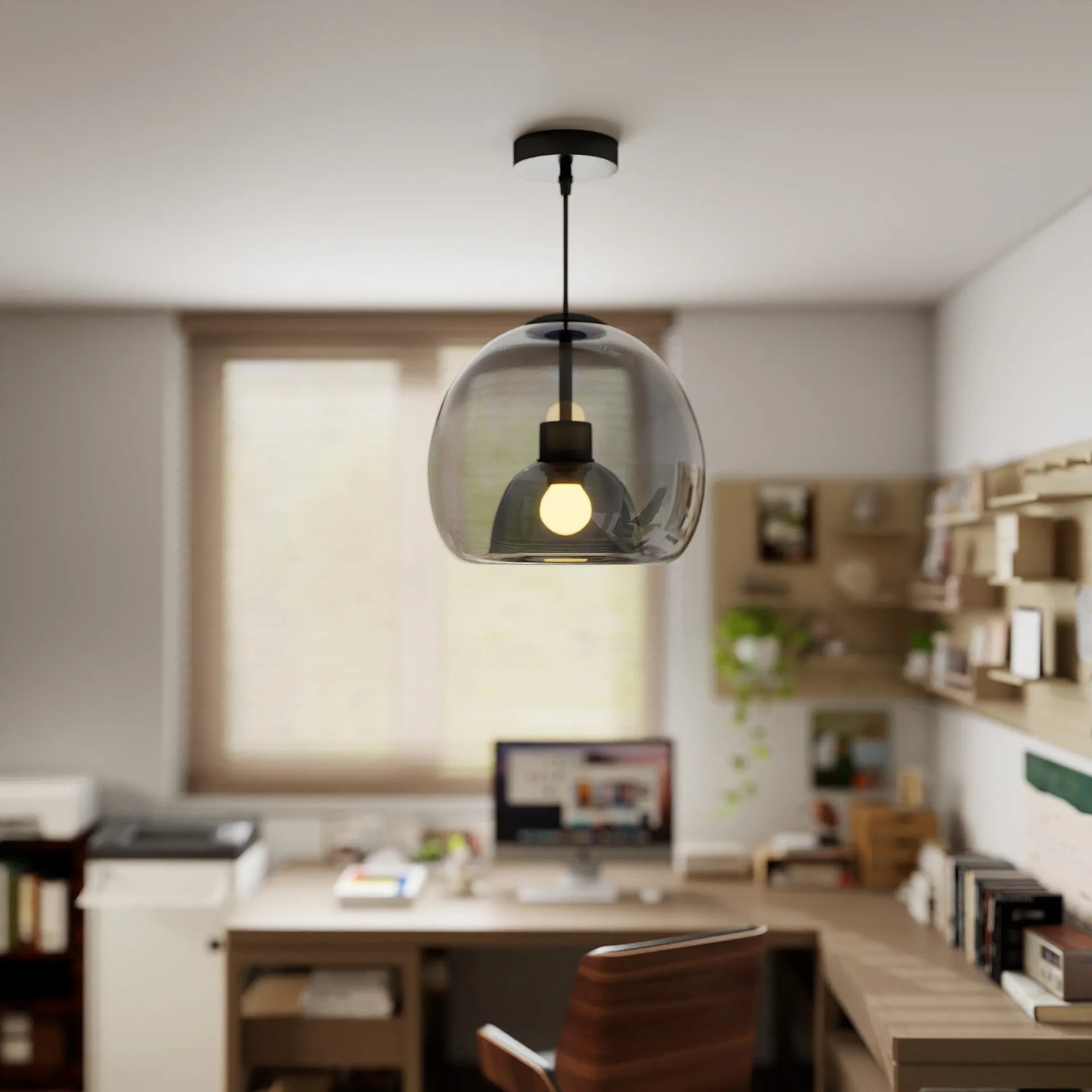 Moderna Semplice Lampada da Soffitto in Vetro di Rame