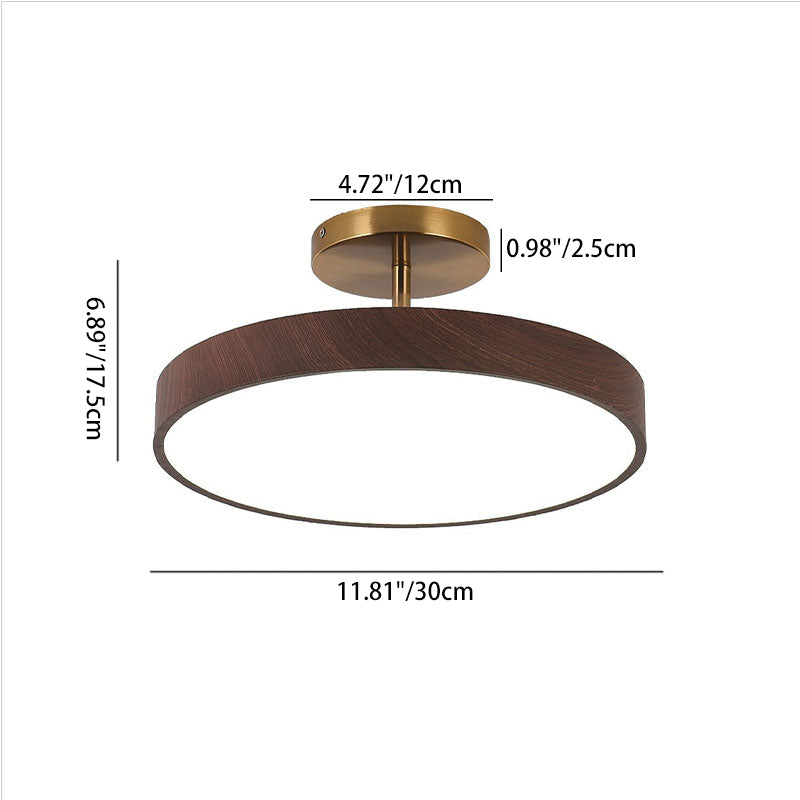 Luce a LED rotonda semi-incassata in legno minimalista giapponese Wabi-sabi