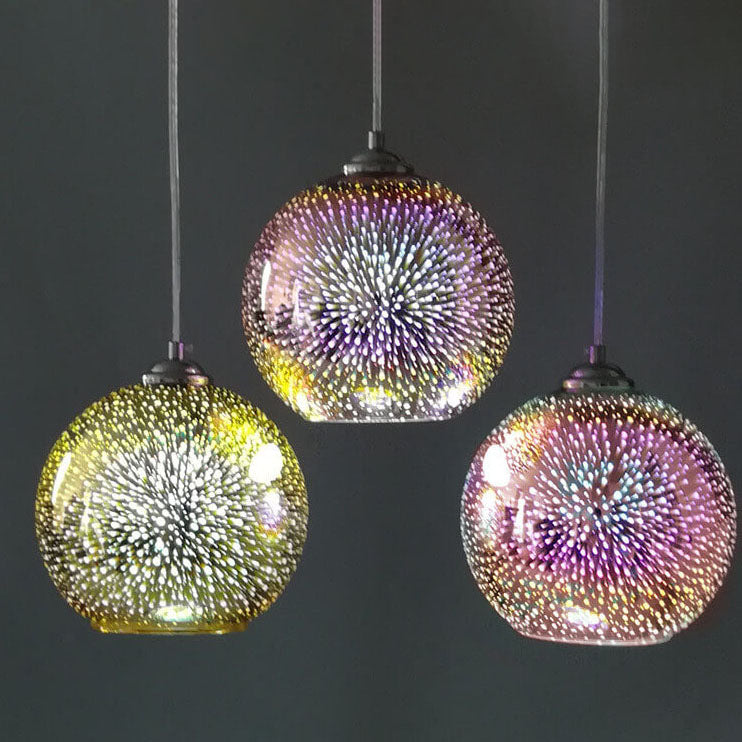 Moderna Creativa Lampada a Sospensione Dome in Vetro Colorato con Fuochi d'Artificio a 1 Luce