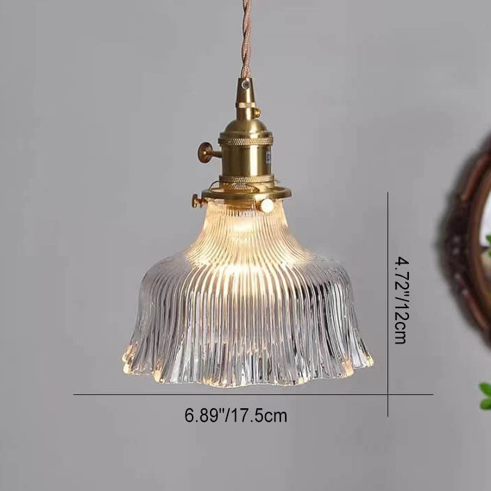 Lampada a Sospensione 1 Luce in Rame Noce Vetro Minimalista Moderna Nordica