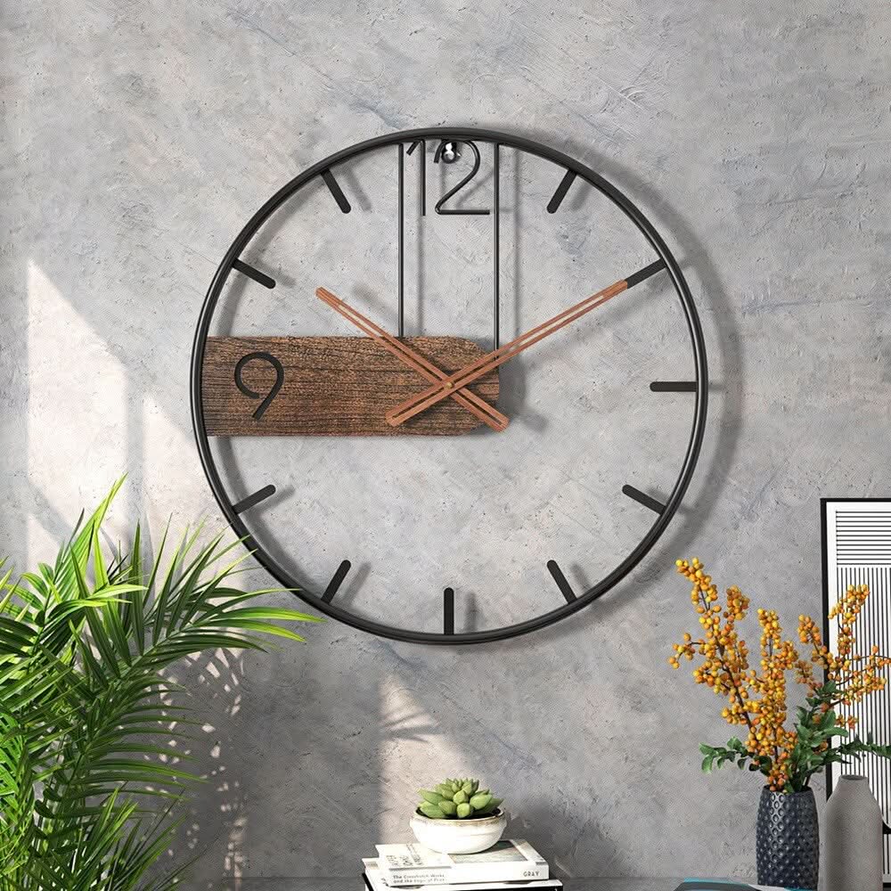 Orologio Horium Grande Rotondo in Metallo per Interni Moderni con un Tocco Elegante