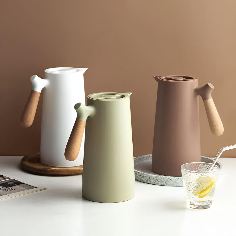 Caraffa Termica Isolata con Manico in Legno