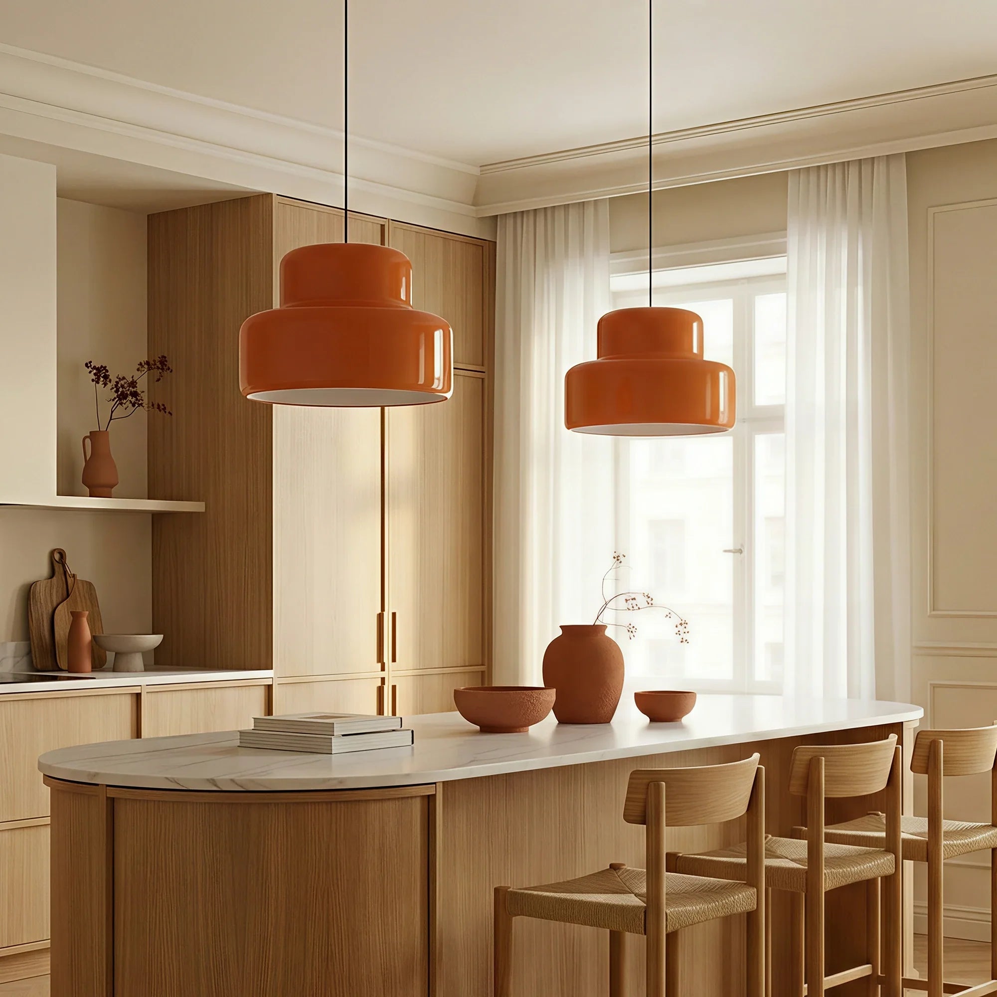 Lampada a Sospensione Arancione Modern Vintage Bauhaus