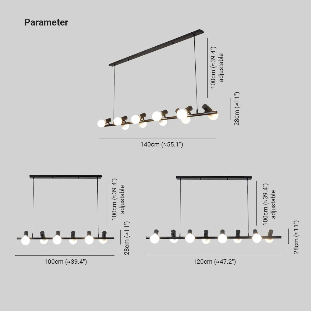 Lampadario Vintage LED Epoch in Metallo Nero per Sala da Pranzo/Soggiorno/Bar