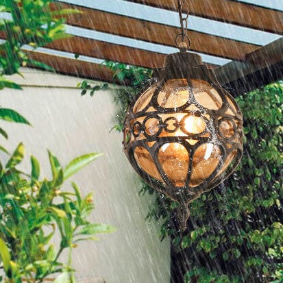 Lampada a sospensione impermeabile da esterno a forma di globo retro industriale con 1 luce