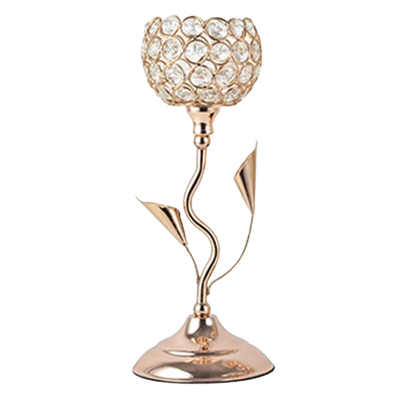 LumiFlor – Set di portacandele Krystalblomst con design metallico classico
