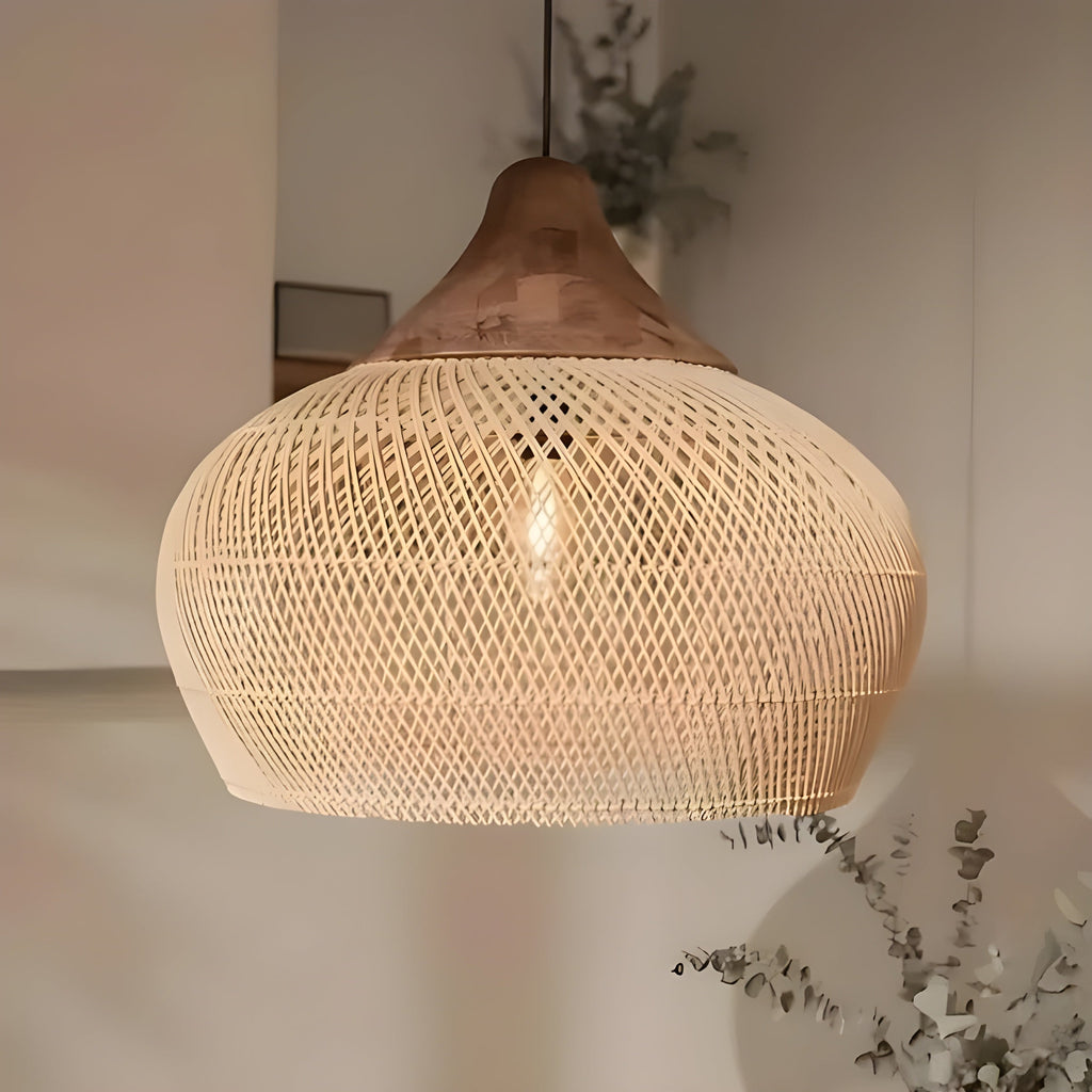 BistroBeam Light - Moderna Lampada a Sospensione in Rattan