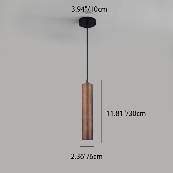 Lampada a sospensione LED cilindrica in legno di quercia minimalista moderna per soggiorno e camera da letto