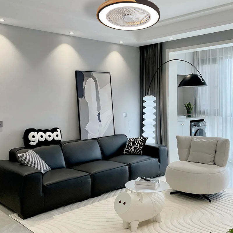 Ventilatori da soffitto in legno contemporanei con luci LED