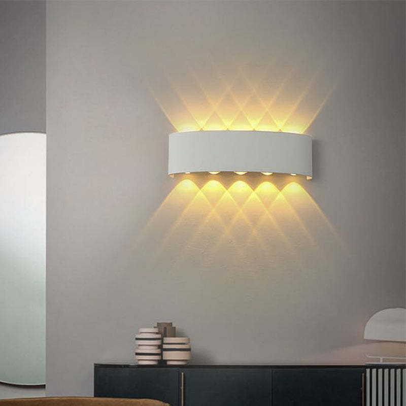 Lampada da parete esterna rettangolare moderna in metallo Tronix, Nero/Bianco, effetto onda d'acqua