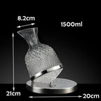 Crystaluxe - Decanter per vino rotante a 360° con design elegante