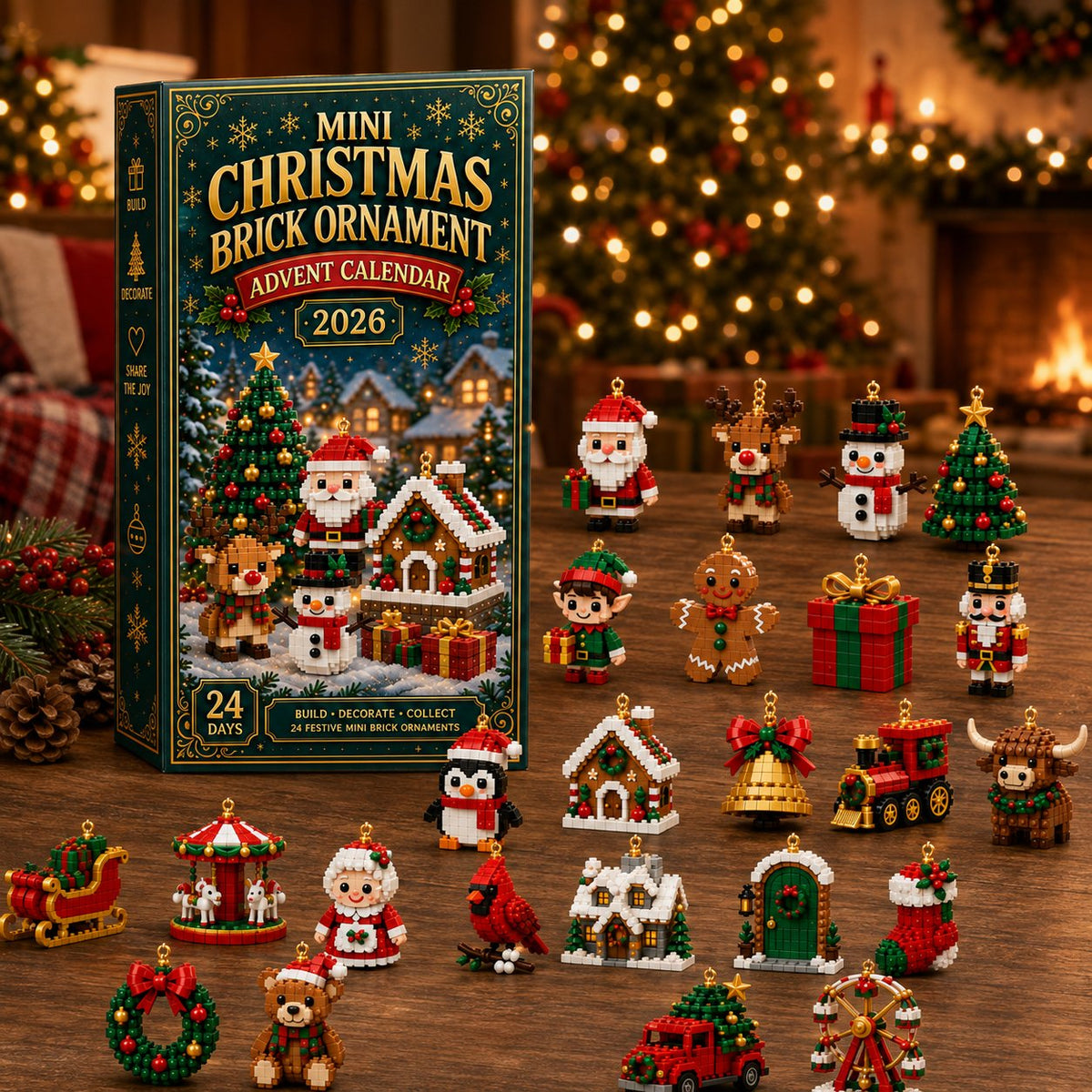 ⏳ Ultimo giorno per risparmiare il 49% – 🎄 Calendario dell'Avvento Mini Decorazioni di Natale da 24 Giorni | 24 design festivi unici e costruibili con anelli per appendere—perfetti per decorare alberi di Natale, ghirlande e allestimenti festivi 🧱