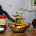 AquaAura - Fontana da Tavolo con Luce LED Realizzata con Foglie Rilassanti