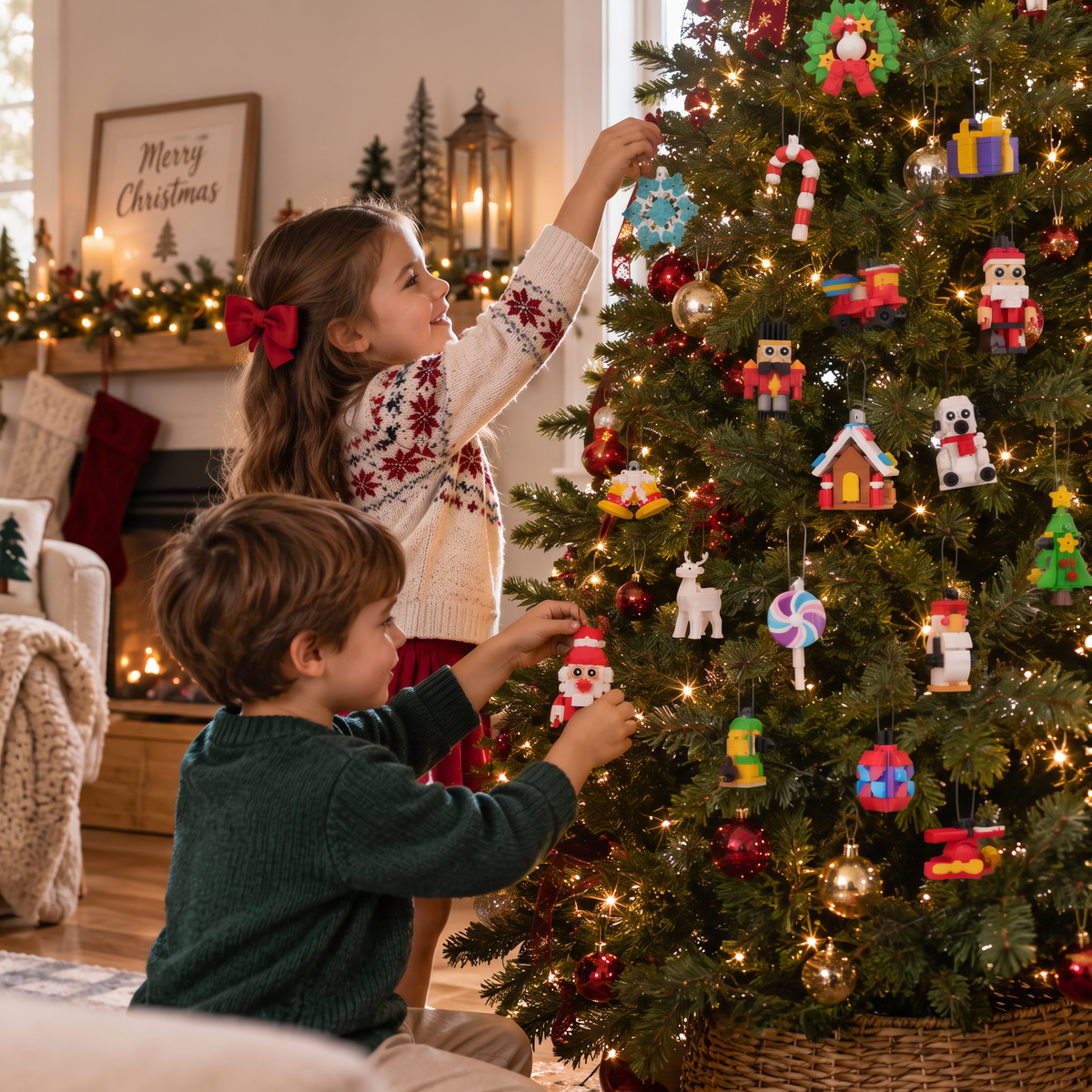 Calendario dell'Avvento con mattoncini decorativi di Natale
