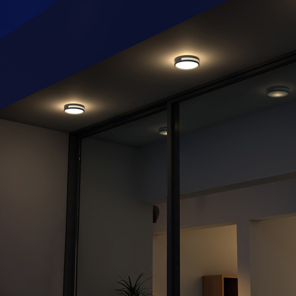 Lampada da Parete Rotonda Moderna in Metallo/ Impermeabile per Esterni, Nera