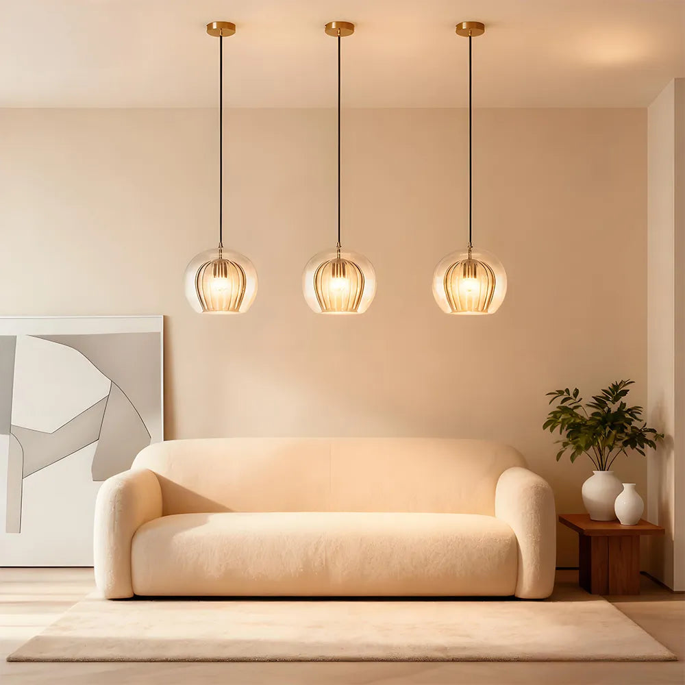 Lampada a Sospensione in Vetro Sferico Chic Moderno