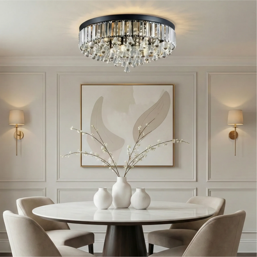 Moderna Luce da Soffitto Rotonda in Cristallo