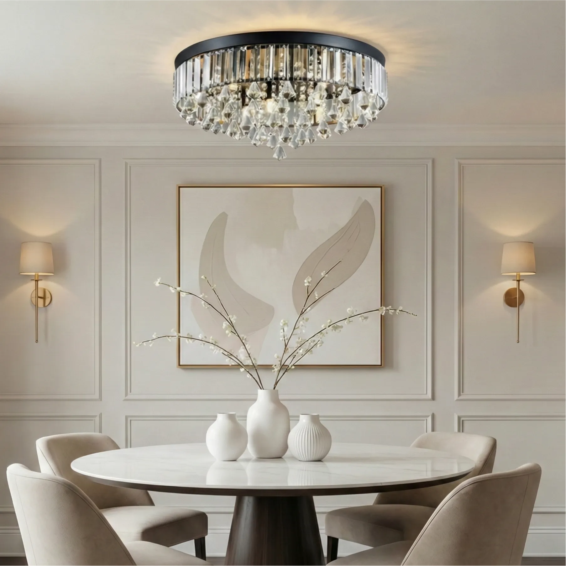 Moderna Luce da Soffitto Rotonda in Cristallo