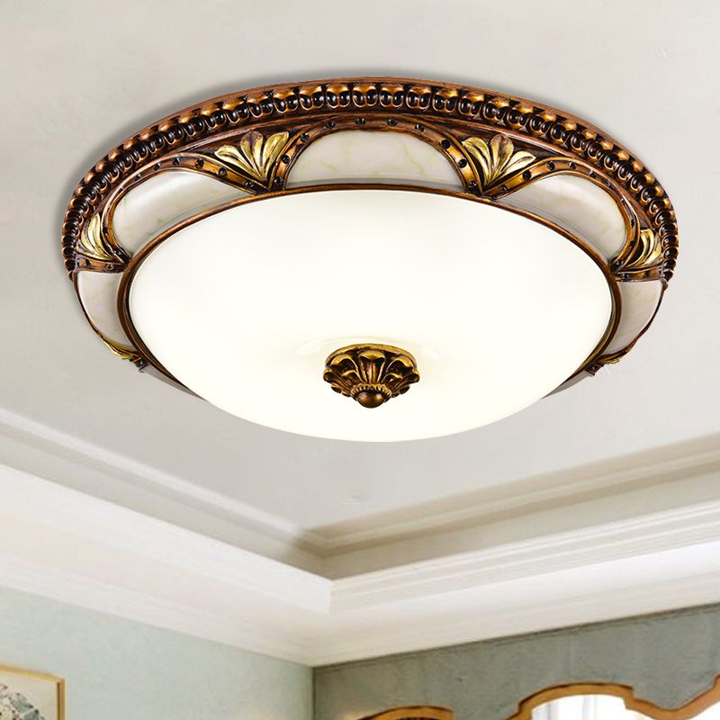 Lampada da soffitto a montaggio flush in ottone antico floreale retro