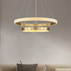 Lampadario a sospensione in metallo/acrilico LED Kristy Modern Ring, Nero/Oro