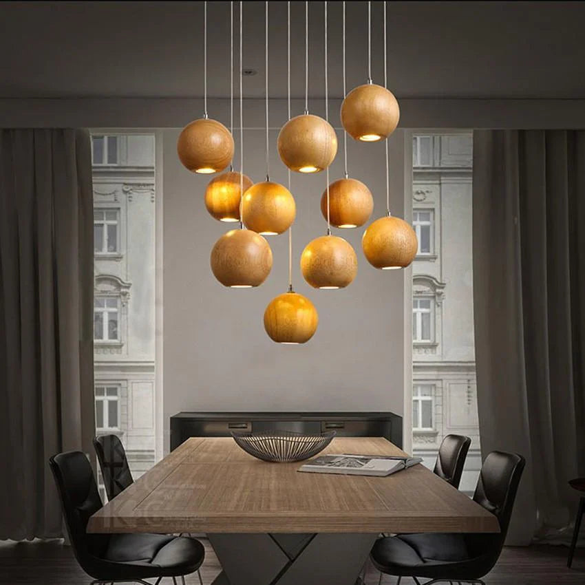 Frendorf | Lampada a sospensione in legno a forma di sfera | Design moderno e naturale