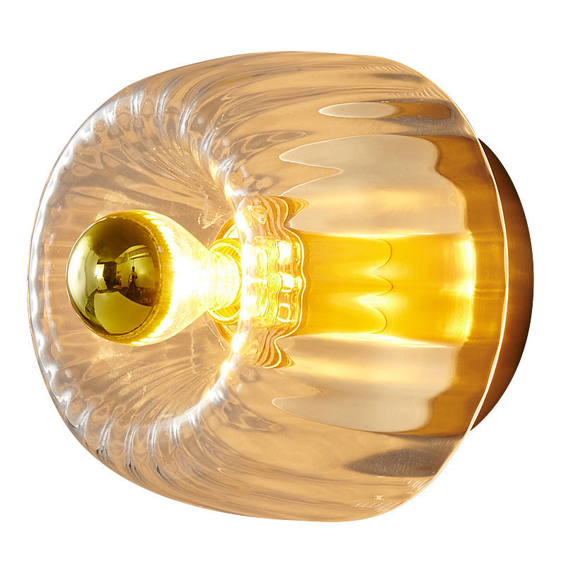 Moderno Lampadario di Lusso a Forma di Sole in Vetro Completo in Rame a Doppio Scopo con 1 Luce a Soffitto