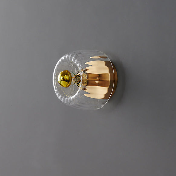 Moderno Lampadario di Lusso a Forma di Sole in Vetro Completo in Rame a Doppio Scopo con 1 Luce a Soffitto