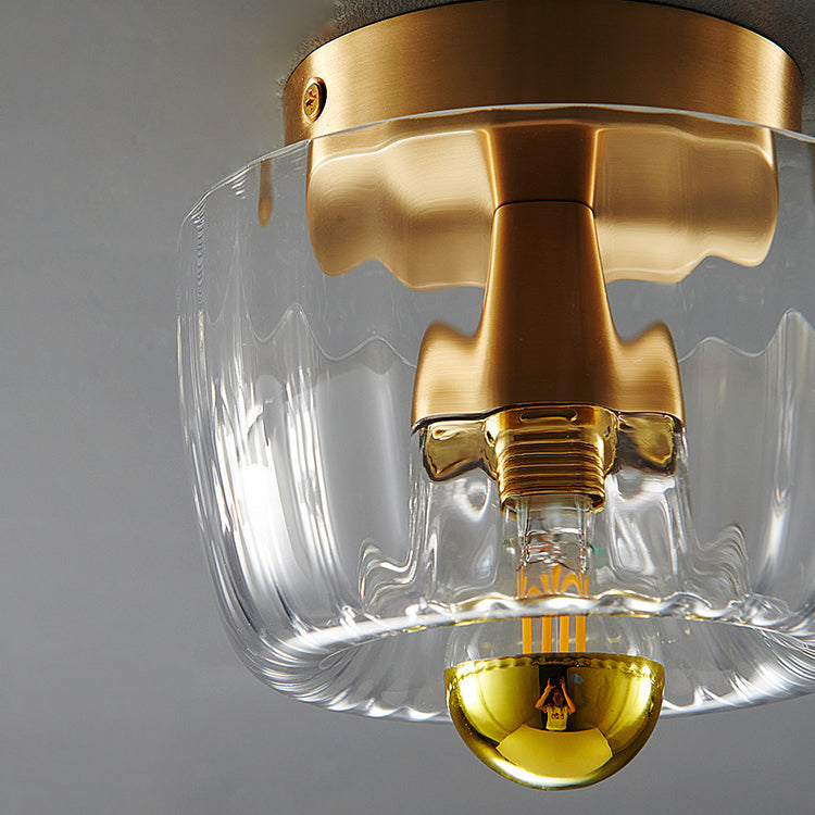 Moderno Lampadario di Lusso a Forma di Sole in Vetro Completo in Rame a Doppio Scopo con 1 Luce a Soffitto