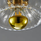 Moderno Lampadario di Lusso a Forma di Sole in Vetro Completo in Rame a Doppio Scopo con 1 Luce a Soffitto