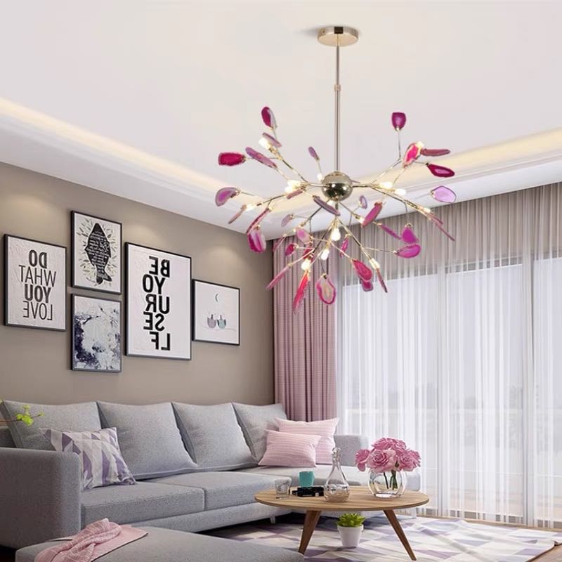 Lampadario in Vetro Multicolore con Design a Rami