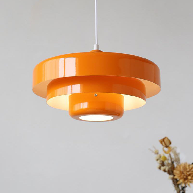 Lampada a sospensione in metallo rotonda vintage nordica a più strati con 1 luce