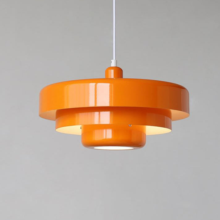 Lampada a sospensione in metallo rotonda vintage nordica a più strati con 1 luce