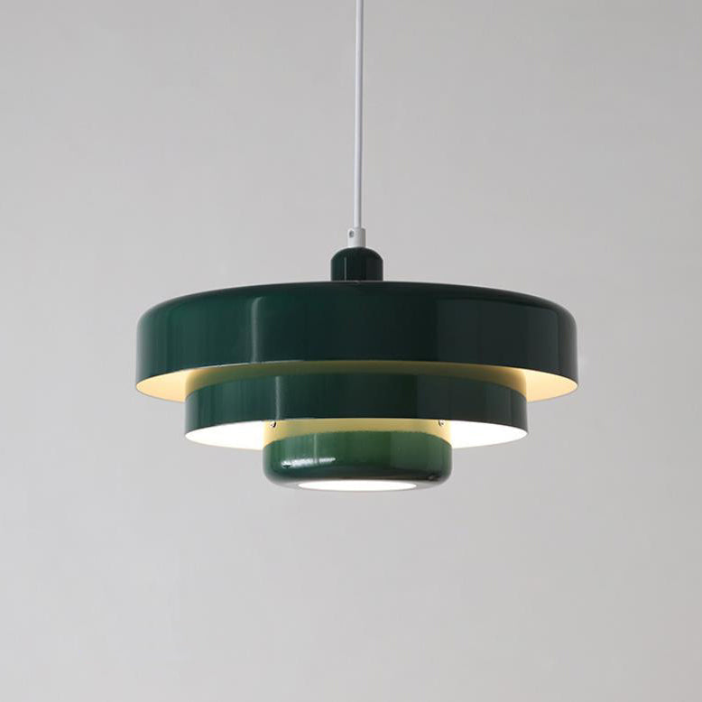 Lampada a sospensione in metallo rotonda vintage nordica a più strati con 1 luce