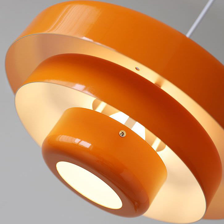 Lampada a sospensione in metallo rotonda vintage nordica a più strati con 1 luce