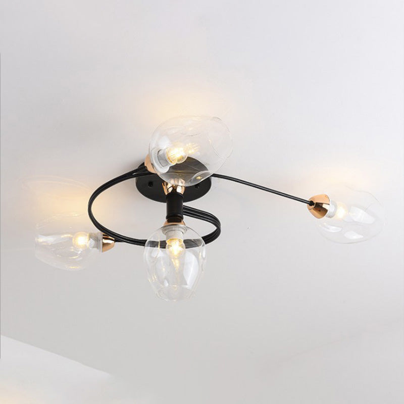 Valentina Lampada da Soffitto Flush Mount, Vetro, Nero/Oro, Sala da Pranzo