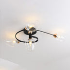 Valentina Lampada da Soffitto Flush Mount, Vetro, Nero/Oro, Sala da Pranzo