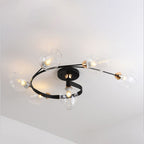 Valentina Lampada da Soffitto Flush Mount, Vetro, Nero/Oro, Sala da Pranzo