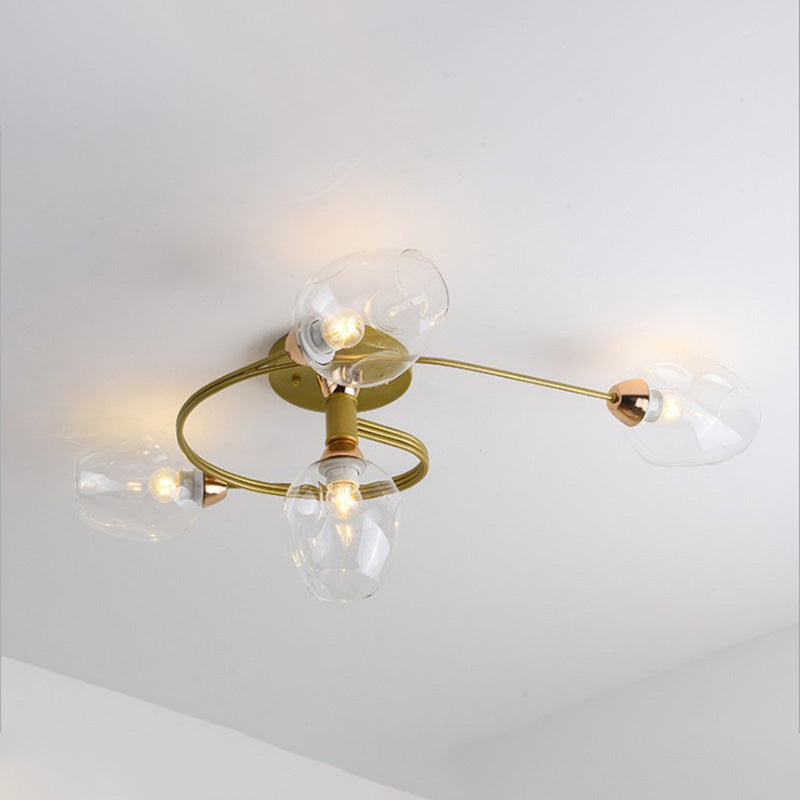 Valentina Lampada da Soffitto Flush Mount, Vetro, Nero/Oro, Sala da Pranzo