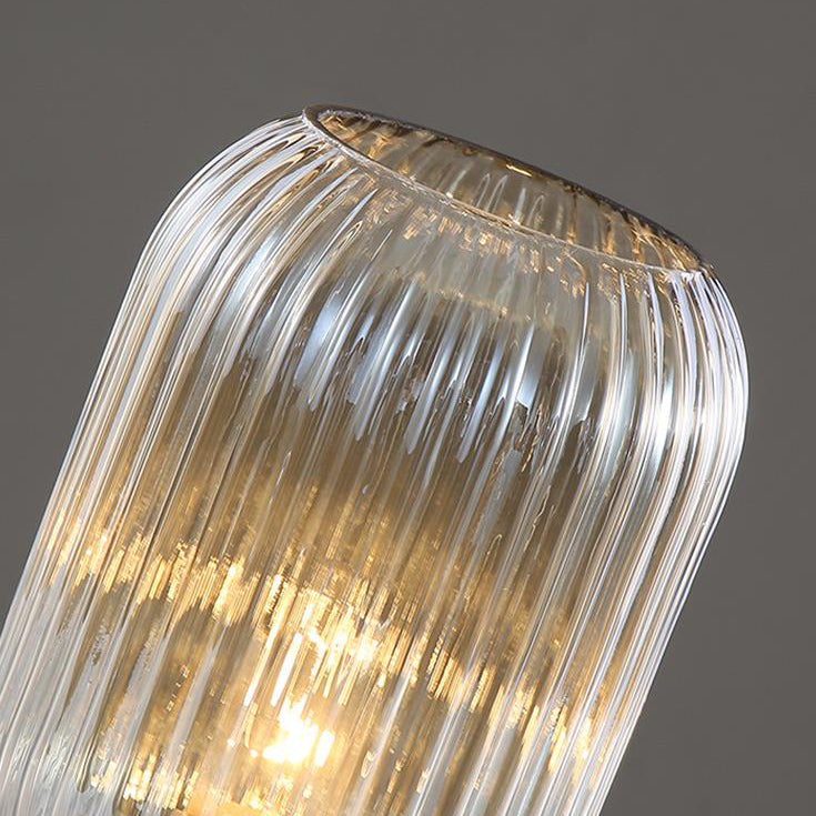 Lampada da Tavolo Ovale in Vetro Striato Nordico con Design a 1 Luce