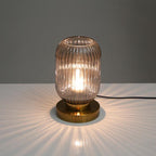 Lampada da Tavolo Ovale in Vetro Striato Nordico con Design a 1 Luce