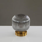 Lampada da Tavolo Ovale in Vetro Striato Nordico con Design a 1 Luce