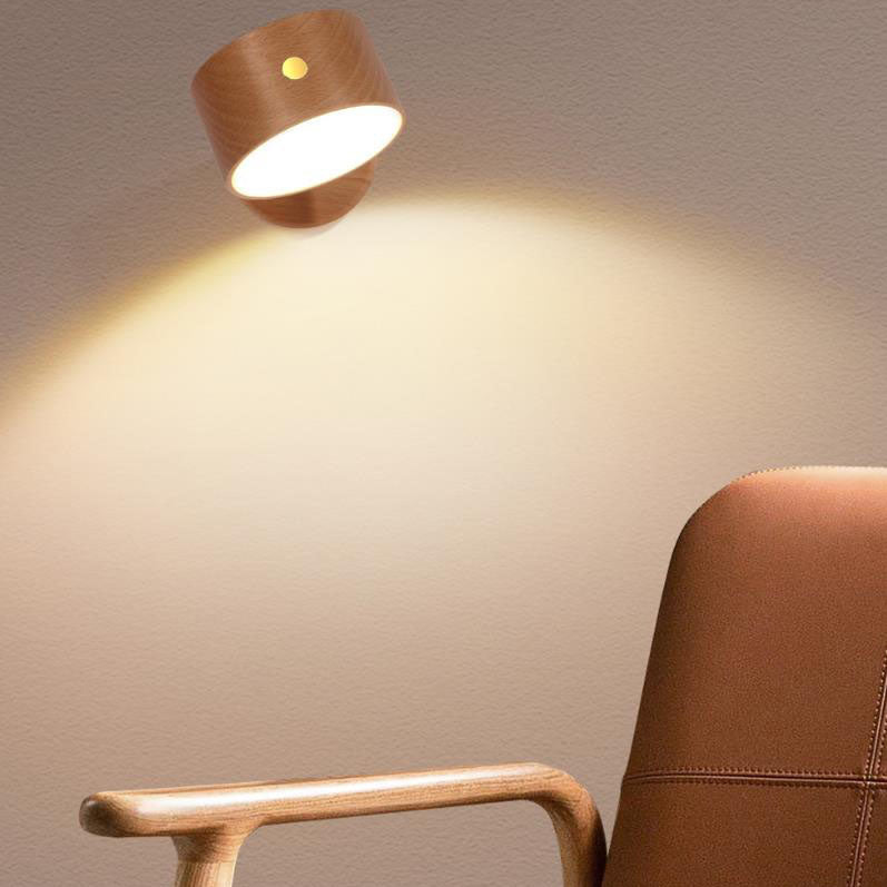 Semplice Lampada da Parete a LED Notturna Ricaricabile USB con Touch Magnetico in Legno