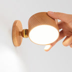 Semplice Lampada da Parete a LED Notturna Ricaricabile USB con Touch Magnetico in Legno